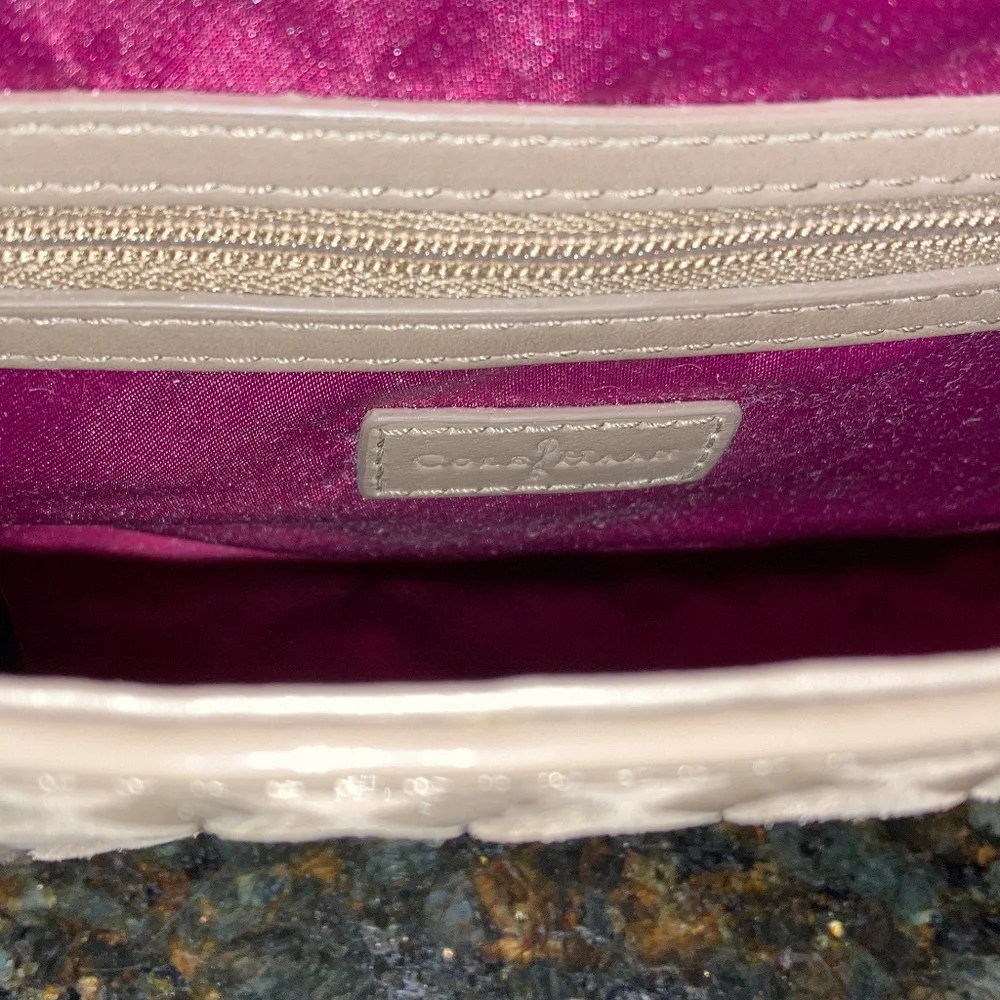Cole Haan Izzie Clutch/Greige Suede/Heritage Weave/NEW/$228 RETAIL/NEVER USED!